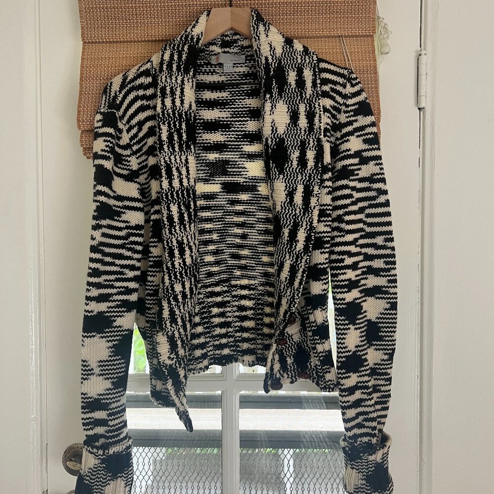 MISSONI Size 8 Black and white wool knitted sweater / jacket